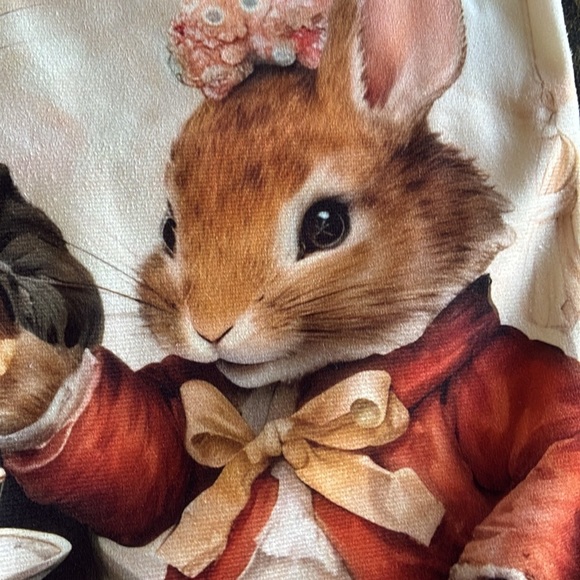 NWT Beatrix Potter Peter Rabbit inspired tea time throw pillow cover nursery OS - Picture 7 of 13